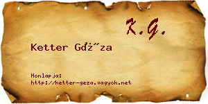 Ketter Géza névjegykártya
