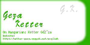 geza ketter business card